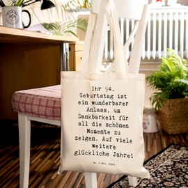 Mr. & Mrs. Panda Tragetasche Spruch 94. Geburtstag - Geschenk, Feiern, Erinnerungsgeschenk, Jutetasche, liebevolle Handarbeit, Liebe, Einkaufstüte,