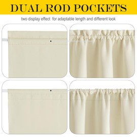 NICETOWN Sidelight Door Curtains 50 Inches Long for Side Windows Thermal Insulated Privacy Farmhouse French Door Curtain Panel with Adjustable Tie Back, 25x50 Inch Length, 1 Panel, Light Beige