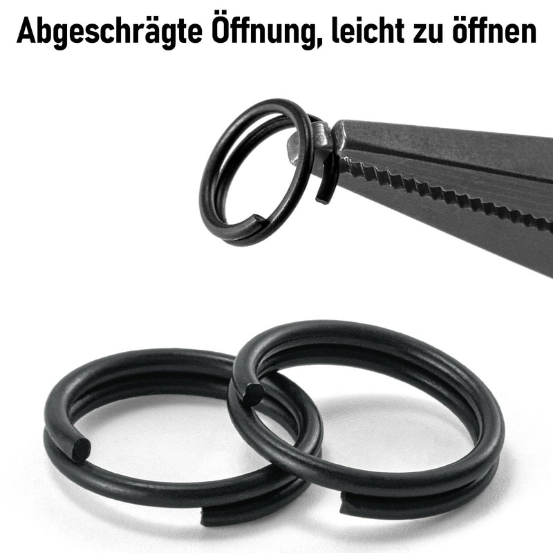 Alwonder Pack of 50 Matte Black Split Rings - Snap