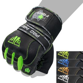 FOX-FIGHT Pro Wrist Green Fitness Strength Sports Gloves Leather M - Green