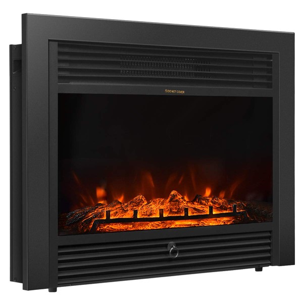 Giantex 28.5" Electric Fireplace Insert Recessed Mounted with 3 Color Flames Adjustable, 750/1500W Wall Fireplace Electric with Remote Control, Standing Fireplace Heater