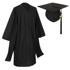 D DODOU Master Graduation Cap and Gown with Tassel Matte Master Regalia for Adult Unisex, Black (54)