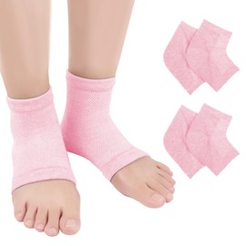 2 Pairs Moisturizing Heel Socks for Dry Cracked Heel Toeless Gel Socks Foot Care Hydration and Repair (Pink, 2 Pairs)
