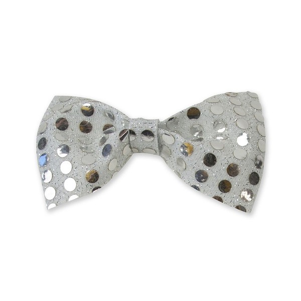 Silver Sequin Bow Tie (Pack of 1) - Shimmering Design, Perfect Accessory for Clowns & Circus, Halloween, World Book Day, Formal Events, Parties, & More