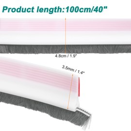 uxcell Door Sweep for Bottom of Doors, 1.4" x 40" Door Draft Stopper with Brush Weather Stripping for Exterior & Interior Doors Blocker Dust Cold Heat Noise, White