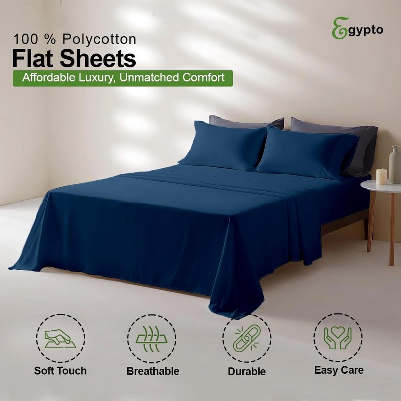 Egypto Easy Care Luxury Bedding King Size Flat Sheet –