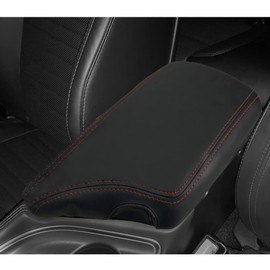 XITER Car Armrest Cover Saver, 1 Pc Center Console Leather Pad Fit for Dodge Challenger 2015-2024, Central Console Armrest Box Protector Interior Accessories (Red Stitches)