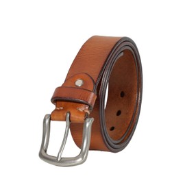 HQZBPT Genuine Cowhide Leather Belt, 38mm Width, Vintage Style with Antique Buckle, Dark Brown (brown, XL-47 for 41" waist)