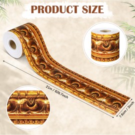 Outus 68 Feet Gold Frame Bulletin Board Border Die-Cut Straight Rolled Picture Frame Border Trim for School Classroom Bulletin Board Decoration for Chalkboard Home Office Party Decor (Funky)