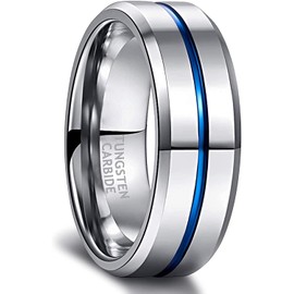083 Base Men's Ring, Mud Texture, 0.31 inch (8 mm), Tungsten, Stylish, Color: Silver, US Size 5 3/4 (Japan Size 11)