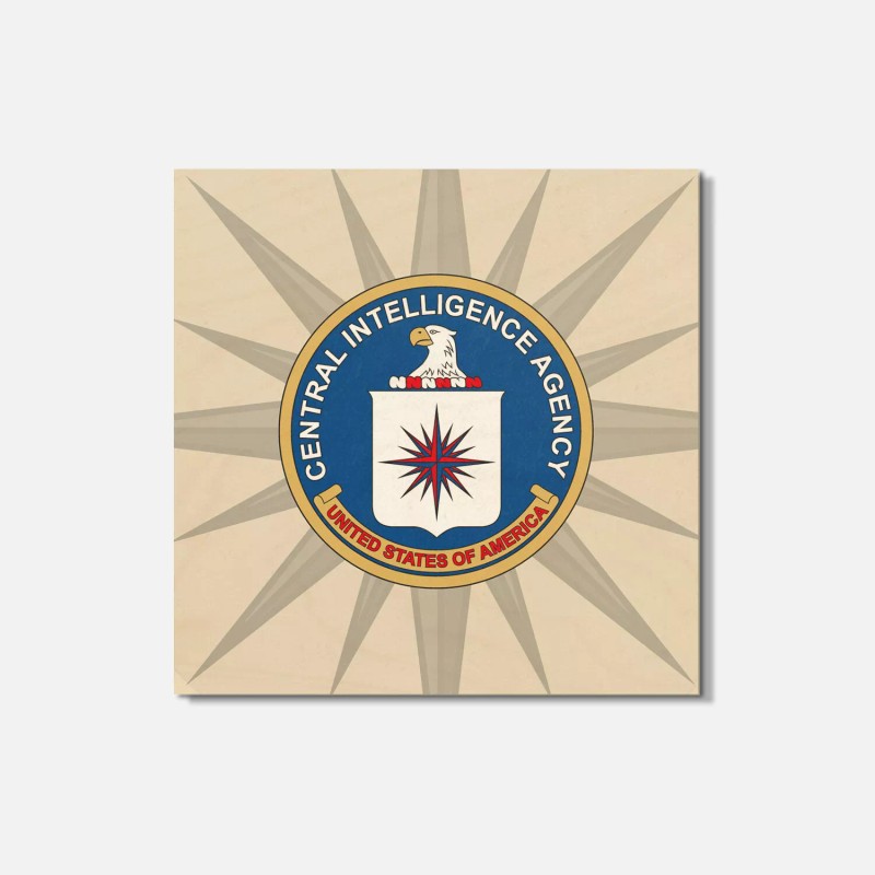 Unbranded Cia Seal 4'' X 4'' Square Wooden Coaster