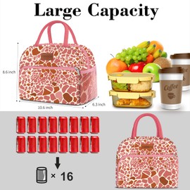 Coobiiya Lunch Bag Women, Lunch Box for Women Adult Men, Small Leakproof Cute Lunch Tote Large Capacity Reusable Insulated Cooler Lunch Container for Work/Office/Picnic/Travel-Pink Leopard