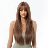 Peluca Larga con Flequillo Recto - Cabello Natural para Mujer