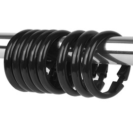 calfken 12Pcs Shower Curtain Rings,Shower Curtain Hooks with Unbreakable Plastic,O-Shaped Shower Hooks for Shower Curtain Rod(Black)