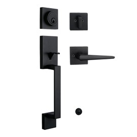 NEWBANG Traditional Keyed Entry Handleset for Single Front Door with Lever Handle in Matte Black,(Keyed),MDHST2010DB-AMZ