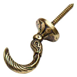 Merriway® BH01608 (2 Pcs) Large Egyptian Curtain Drapery Hold Back Tie Back Hooks, 45mm (1.3/4 inch) Solid Brass - Pack of 2 Pieces