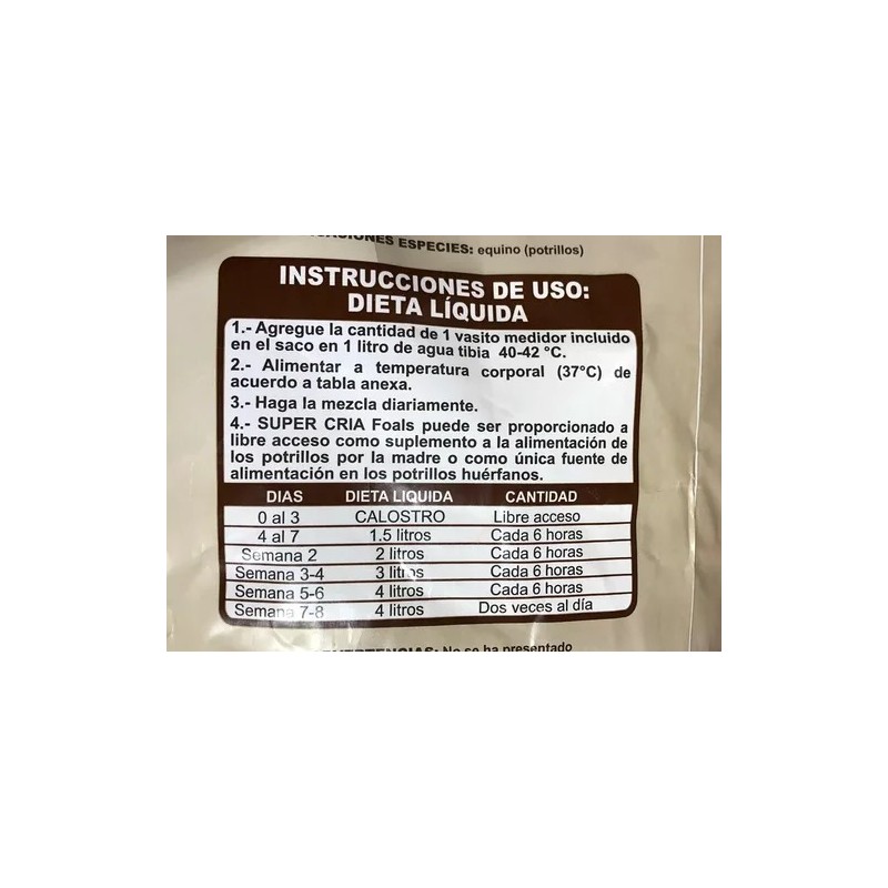 Sustituto De Leche Para Potrillo Super Cría 10 Kg