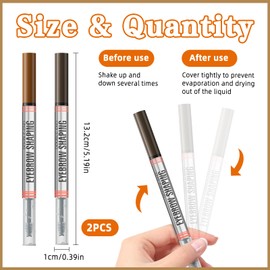 TAIHOBO Pack of 2 Eyebrow Pencils, Hair Drawing, Eyebrow Pencil with 4 Fork Tips, 2 in 1 Dual-Ended Eyebrow Pencil, Waterproof, Dark Brown and Light Brown Microblading Eyebrow Pencil