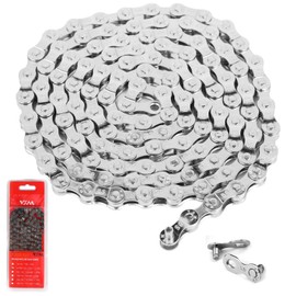 Bicycle Chain 6/7/8 Speed, 1/2 x 3/32 Inch, Silver, High-Strength Steel, Durable & Smooth, Compatible with MTB, Road Bike, Sports Bike