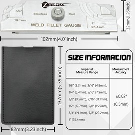 ZeeDix 7Pcs Stainless Steel Metal Weld Fillet Gauges- Welding Inspection Gauge Tool(1/8" - 1") Ulnar Metric & Inch