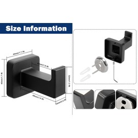 NearMoon Bath Towel Hooks -SUS304 Stainless Steel Square Clothes Robe Hooks Hanger, Heavy Duty Coat Hooks for Bathroom Livingroom Hotel Kitchen Garage, Wall Mounted (10 Pack, Matte Black)