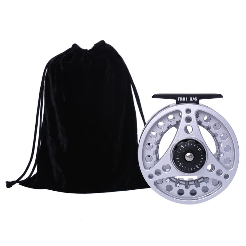 Kylebooker Fliegenfischrolle große Laube mit Aluminium-Körper Fliegenrolle (5/6wt,Silver)