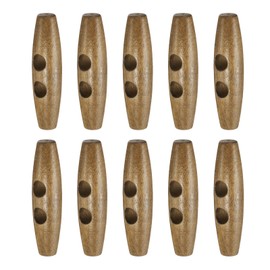HARFINGTON 10pcs Wooden Toggle Buttons 55mm / 2.2" Wood Olive Sewing Buttons 2-Hole Wood Horn Oval Buttons Sewing Accessories for Coat Sweaters Clothing DIY Craft, Light Brown