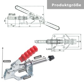 LANZLC Kniehebelspanner GH-302-FM, 2 Stück Schnellspanner Verstellbar-136KG Fassungsvermögen, Kniehebelklemme für Schweißen Maschinenbetrieb Zimmere