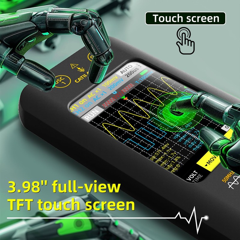 Bside Handheld Oscilloscope 3.98 Inch Touchscreen Digital Oscilloscope Dual Channel