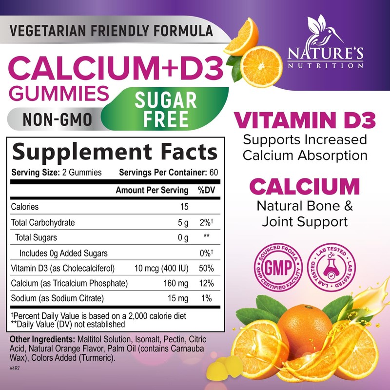 Calcium Supplement Gummies - Sugar Free Calcium Gummy with 400