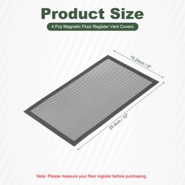 YOKIVE 4 Pcs Magnetic Floor Vent Covers, Floor Register Cover PVC Mesh Air Vent Screen Filters, Great for Home Floor, Wall, Ceiling, Catch Debris Hair Dust (Black, 10-Inch x 6-Inch)