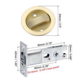 PATIKIL Round Recessed Door Lock with Color Coded Indicators, Pocket Door Lock 2 3/8" Backset Hardware for 1 3/8" to 2 3/16" Thickness Door for Privacy Pocket Door, Gold