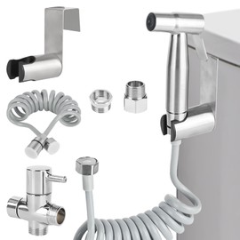 Bidet Hand Shower Set, Stainless Steel Hand Shower Toilet, with G1/2 Inch Valve and One G3/8 Inch, Toilet Shower for Toilet Personal Hygiene