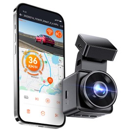 Vantrue E1 Lite 1080P WiFi Mini Dash Cam with GPS and Speed, Free App, Voice Control Detachable Dash Camera, 24 Hours Parking Mode, Night Vision, Motion Detection, Loop Recording, Support 512GB Max