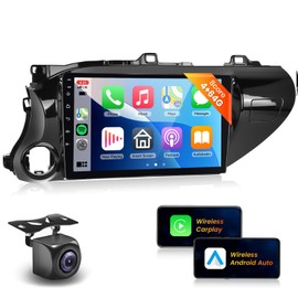 Podofo 8Core 4G 64G Car Stereo for Toyota Hilux 2015-2020 Radio with 10.1inch 1280x720P IPS Touchscreen/Wireless Carplay/Android Auto/MirrorLink/5.0 BT/WiFi/DSP/46EQ/AHD Backup Camera