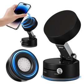 Kingdder Vacuum Magnetic Suction Phone Holder Updated 360° Rotatable and Foldable Magnetic Phone Mount Stand for Car, Gym(Drip Glue,Black)