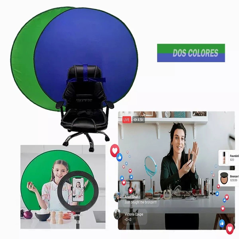 Dolores Fondo Pantalla Verde Azul Doble Cara Chromakey Efectos 1.1m