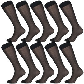 Uaussi 10 Pairs Men Silk Socks OTC Ultra Thin Dress Socks Sheer Business Socks Soft Nylon Over the Calf