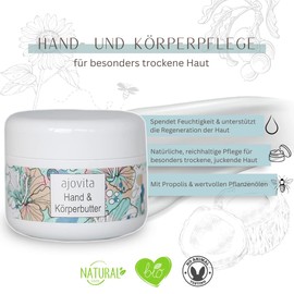ajovita Hand- & Körperbutter Naturkosmetik | Bio Body Butter | mit Propolis | 45 ml Tiegel