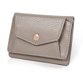 LASIEM Mini Wallet, Trifold Wallet, Genuine Leather, Women's, Mini Wallet, Small Wallet, Prevents Skimming, Buttoned / Sand Beige