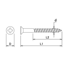 DAIDOHANT 10179277 (JIS Wood Screws) Screw for Shelf Posts [Stainless Steel / XM7] (Nominal Diameter d) 3.1 x Length L1 0.8 inches (20 mm) (Pack of 60)