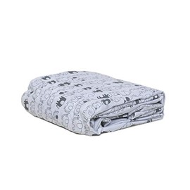 Playette Printed Travel Cot Fitted Sheet, White and Grey Elephants