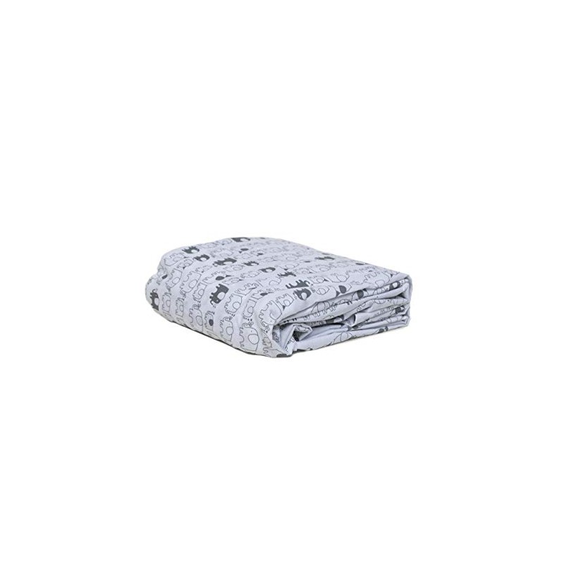 Playette Printed Travel Cot Fitted Sheet, White and Grey Elephants