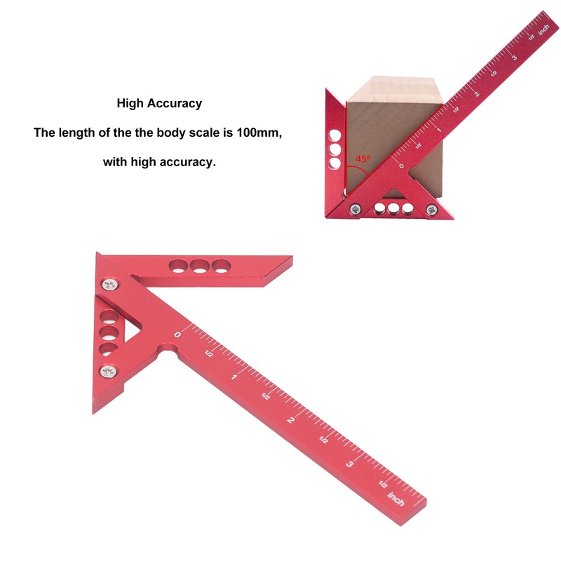 Center Gauge 100mm 45° 90° Aluminum Alloy Line Ruler Measuring