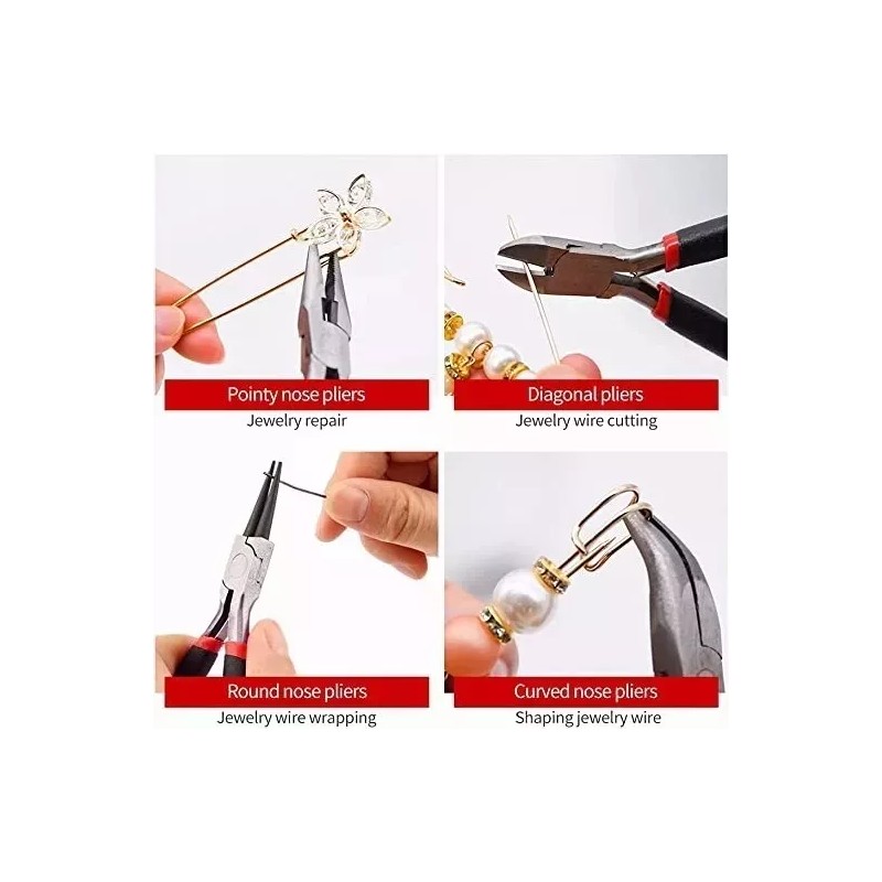 LOMETEB Juego 8 Pzs Mini Alicates Para Joyas Herramientas Abalorios