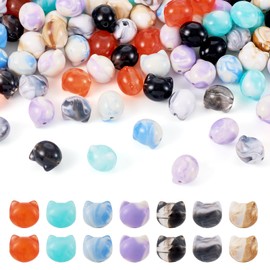 Boutigem 140Pcs Cat Acrylic Beads for Jewelry Making Two Tone Cat Head Beads Cute Kitten Head Spacer Beads Tiny Pet Animal Head Plastic Beads for DIY Crafts Earring Lanyard Jewelry Making