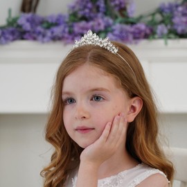 Lovelyshop Crystal Tiara Headband, Rhinestone Crown with Leaf Design, Special Events Hair Accessory (8+)