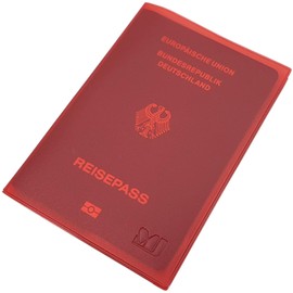 Passport / International Vaccination Certificate / Vaccination Card / Vaccination Book Protective Cover 2 Compartments MJ-Design Germany in Various Trendy Colours Made in EU, red, Contemporary