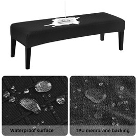 YISUN Waterproof Universal Cover for Dining Room Bench, Elastic Jacquard Dining Bench Cover for Dining Room, Removable Cover for Dining Room Chair, Dining Room (Pure Black)