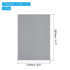 PATIKIL Rubber Stamp Sheets, 2Pcs 11.7x8.3" Soft Rubber Stamp Carving Block A4 Size Stamp Sheet for Laser Engraving Machine Rubber Stamps Ink Stamp Pads, Light Grey